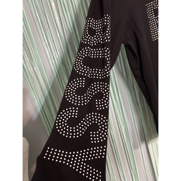 On Fire Black Long Sleeved Tee, Bossy Quote, Rhinestones, Cotton, 1X - Picture 4 of 6